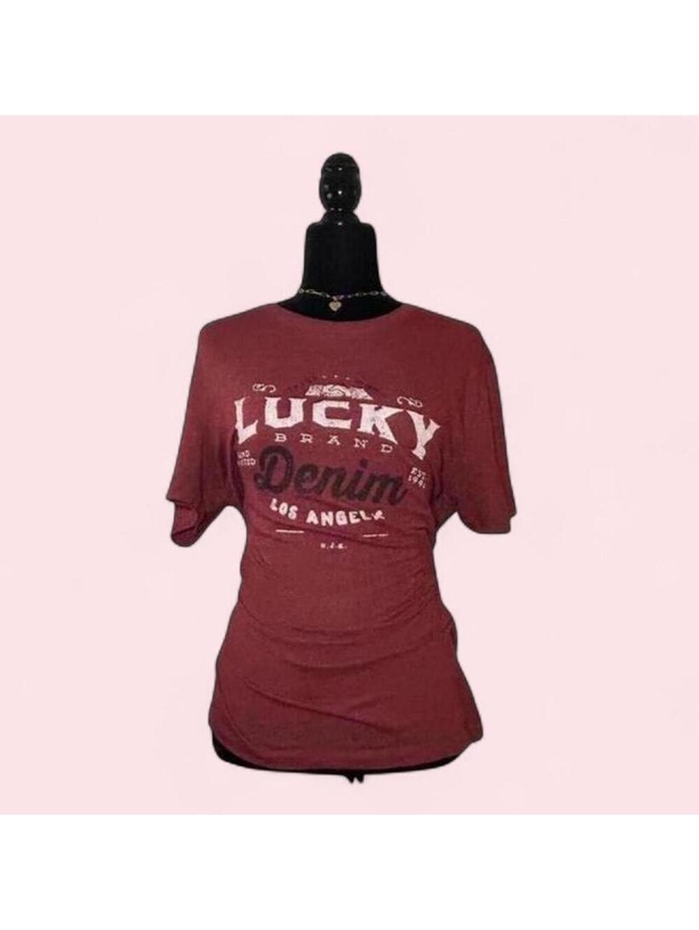 Casual Red T-Shirt By Lucky Brand Size Medium